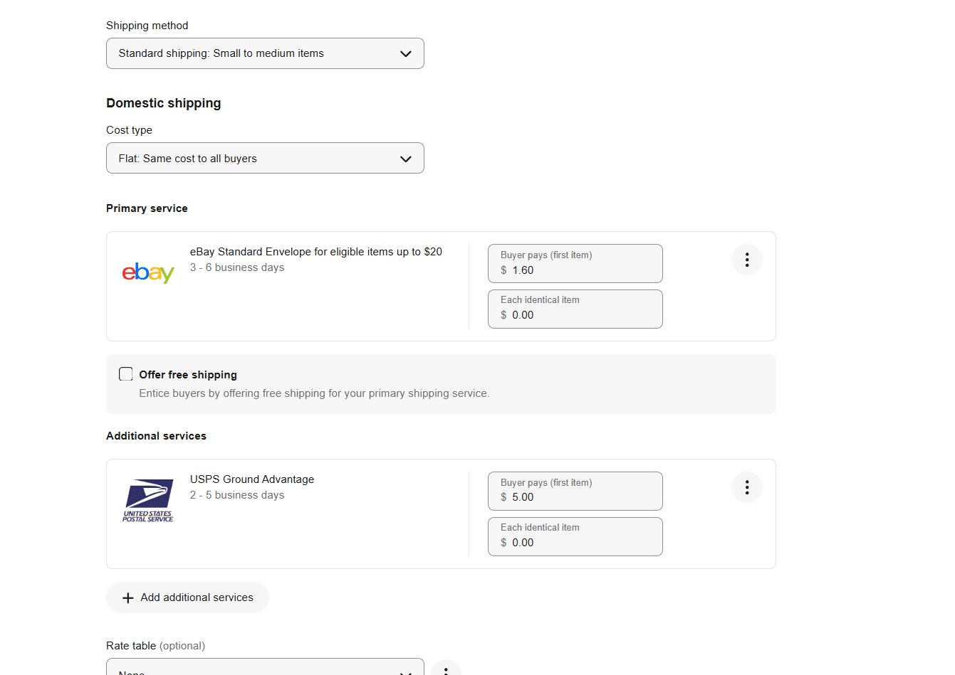 eBay Shipping Preferences 2